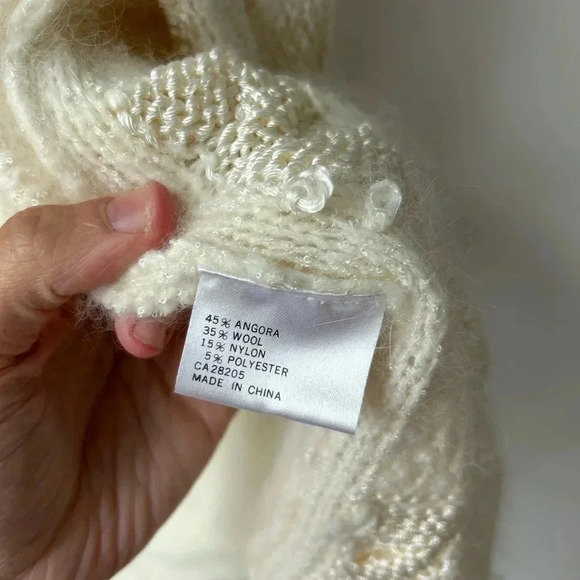 Vintage angora wool cardigan grandmacore patches sweater - Picture 4 of 14